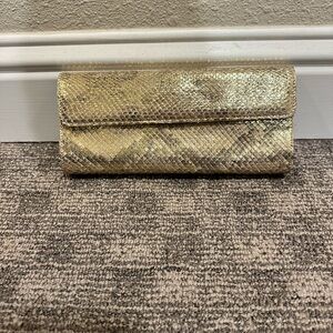 Lai Snake Skin Gold Clutch Bag
